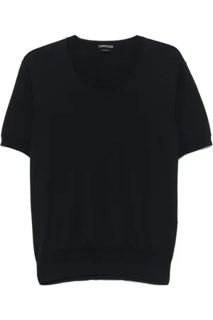 Tom Ford Koszulki, Mężczyzna, Niebieski, 3XL, Bawełna, Sweter z okrągłym dekoltem
