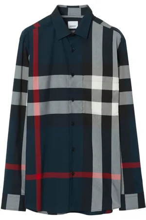 Burberry Koszule, Mężczyzna, Niebieski, L, Bawełna, Koszula w kratę