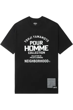 YOHJI YAMAMOTO Koszulki, Mężczyzna, Czarny, S, Czarna Koszulka z Logo i Okrągłym Dekoltem