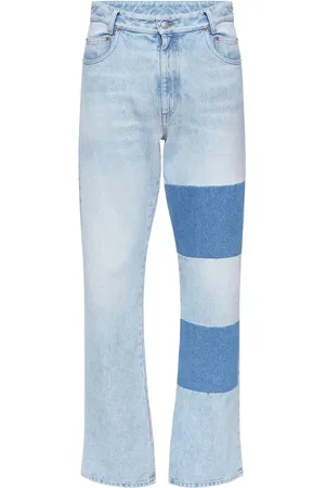 Maison Margiela Jeansy, Mężczyzna, Niebieski, W32, Jasnoniebieskie klasyczne jeansy z motywem sygnatury