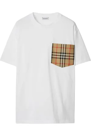 Burberry Koszulki, Kobieta, Biały, L, Bawełna, Koszulka z dżerseju z motywem Vintage Check i okrągłym dekoltem