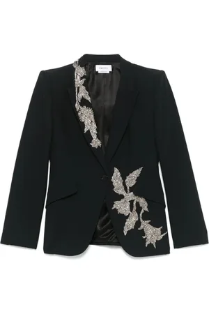 Alexander McQueen Kurtki, Kobieta, Czarny, M, Czarna kurtka z guzikami i kieszeniami