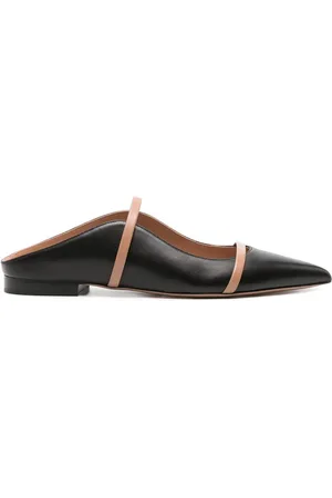 MALONE SOULIERS Buty, Kobieta, Czarny, 36 1/2 EU, Czarne Skórzane Buty wsuwane z Punktowym Nosem
