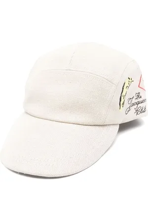 Jacquemus Akcesoria, Mężczyzna, Beżowy, 58 CM, Bawełna, Czapka z daszkiem z zakrzywionym daszkiem i haftowanym logo