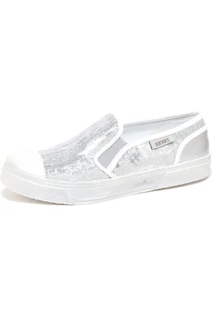 Hogan Buty, Kobieta, Szary, 37 EU, Rebel Slip On Srebrno-Białe Buty