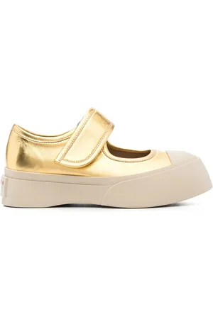 Marni Buty, Kobieta, Żółty, 37 EU, Sneakers w kolorze złota z zapięciem na pasek