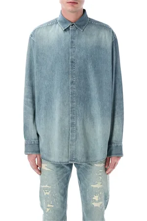 FEAR OF GOD Koszule, Mężczyzna, Niebieski, M, Denim, Indigo Denim Button-Up Shirt