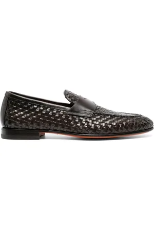santoni Buty, Mężczyzna, brązowy, 41 EU, Brązowe Skórzane Buty na Wsuwane Almond Toe