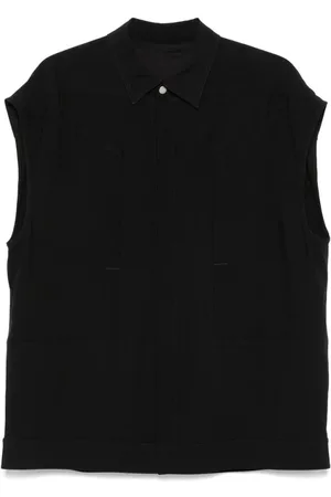 Rick Owens Kurtki, Mężczyzna, Czarny, S, Rayon, Kamizelka Bez Rękawów z Zapięciem z Przodu