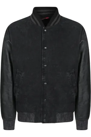 Diesel Kurtki, Mężczyzna, Czarny, M, Czarna Skórzana Kurtka Bomber Stylowy Urban