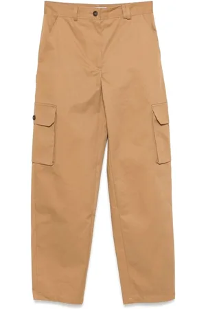 Maison Kitsuné Spodnie, Kobieta, brązowy, M, Karmelowe spodnie z brązowymi guzikami z przodu