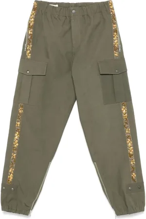 DRIES VAN NOTEN Spodnie, Mężczyzna, Zielony, L, Oliwkowe spodnie cargo z zamkami