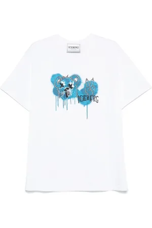 Iceberg Koszulki, Mężczyzna, Biały, L, Bawełna, T-shirt z nadrukiem logo i okrągłym dekoltem