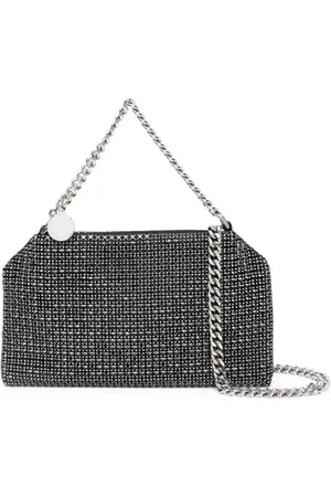 Stella McCartney Torebki, Kobieta, Szary, ONE SIZE, Czarna torebka na ramię z zamkiem i łańcuchem