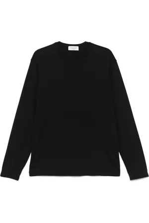 LANEUS Koszulki, Mężczyzna, Czarny, L, Czarna T-shirt z Długim Rękawem na Ramionach