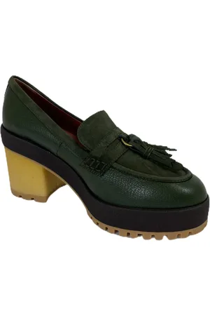 Hogan Buty, Kobieta, Zielony, 37 EU, Zielone Buty Loafer Na Gumowej Podeszwie