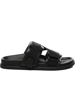 Moncler Buty, Kobieta, Czarny, 39 EU, Czarne Sandały z Poliestru Logo Włochy