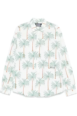 Jacquemus Koszule, Mężczyzna, Biały, L, Koszula z Graficznym Nadrukiem i Guzikami