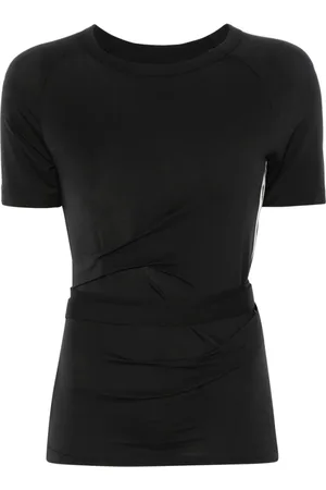 Y-3 Koszulki, Kobieta, Czarny, XS, Czarna Koszulka z Okrągłym Dekoltem i Rękawami Raglan