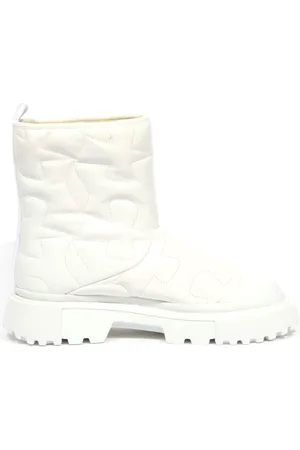 Hogan Buty, Kobieta, Biały, 38 EU, Pikowane Białe Buty z Ekologicznym Futrem