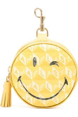 Anya Hindmarch Akcesoria, Kobieta, Żółty, ONE SIZE, Skórzane Produkty z Uśmiechniętą Twarzą
