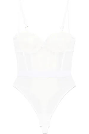 Elisabetta Franchi Koszulki, Kobieta, Biały, M, Białe body z regulowanymi ramiączkami