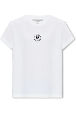 Stella McCartney Koszulki, Kobieta, Biały, L, Bawełna, Koszulka z logo Lovestruck Stella Mc Cartney