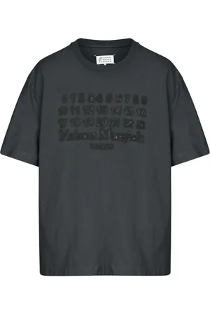 Maison Margiela Koszulki, Mężczyzna, Czarny, L, Czarne Motyw Numery T-shirty i Pola