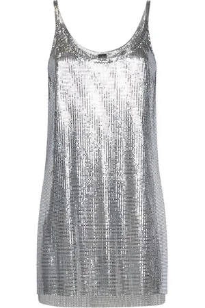 Paco rabanne Koszulki, Kobieta, Szary, M, Srebrny Top z Pikselami Mesh