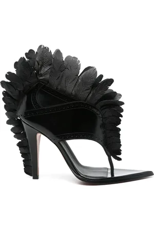 Alexander McQueen Buty, Kobieta, Czarny, 40 EU, Czarne Sandały z Wyciętym Laserowo Detalem