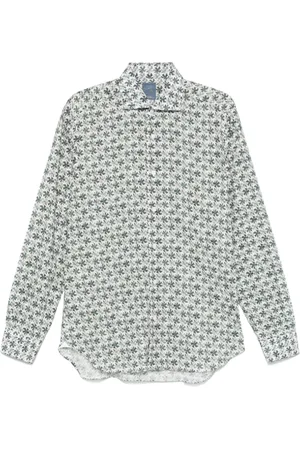 BARBA Koszule, Mężczyzna, Wielobarwność, 3XL, Biała Koszula z Guzikami i Rozkładanym Kołnierzem