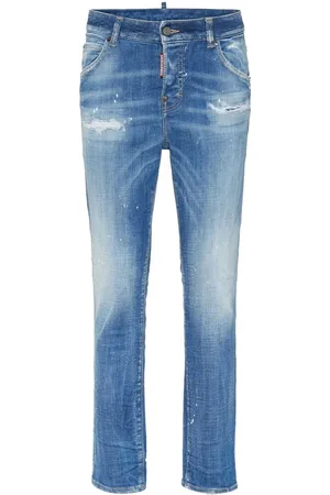 Dsquared2 Jeansy, Kobieta, Niebieski, 2XS, Denim, Jasnoniebieskie obcisłe jeansy denim z efektem sprania