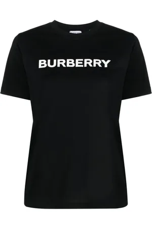 Burberry Koszulki, Kobieta, Czarny, M, Bawełna, Bawełniana koszulka z nadrukiem logo