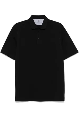 Brunello Cucinelli Koszulki, Mężczyzna, Czarny, L, Bawełna, Sweter Polo z Krótkim Rękawem