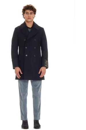 Sealup Płaszcze, Mężczyzna, Niebieski, 3XL, Granatowy Peacoat z Guzikami z Rogu