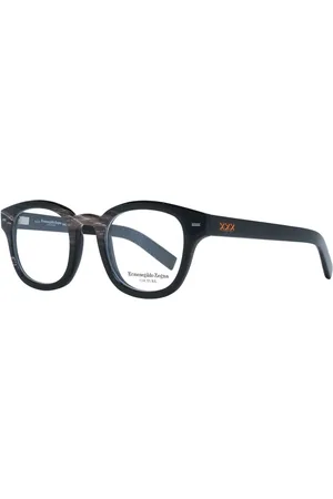 Ermenegildo Zegna Akcesoria, Mężczyzna, brązowy, ONE SIZE, Brązowe Rogowe Kwadratowe Oprawki Optyczne