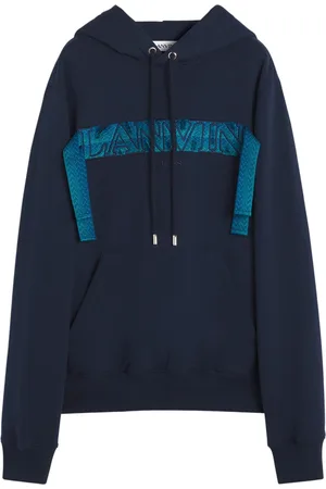 Lanvin Bluzy, Mężczyzna, Niebieski, M, Bawełna, Curb Lace Hoodie