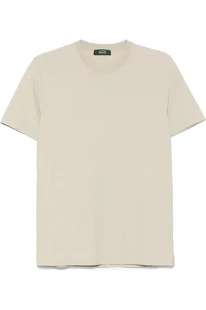 ZANONE Koszulki, Mężczyzna, Beżowy, XL, Beżowy T-shirt z Okrągłym Dekoltem i Krótkim Rękawem