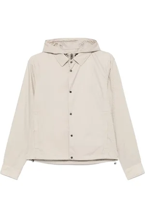 Emporio Armani Kurtki, Mężczyzna, Beżowy, S, Beżowe Płaszcze z Odpinanym Kapturem