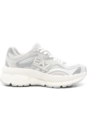 EA7 Buty, Mężczyzna, Biały, 41 1/2 EU, Białe Sneakersy Gruba Podeszwa Logo