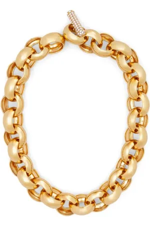 Marni Akcesoria, Kobieta, Żółty, ONE SIZE, Złoty Choker z Cyrkoniami i Zapięciem T-Bar