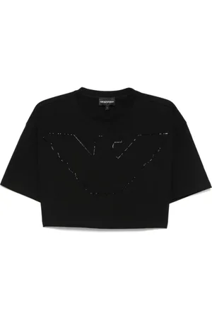 Emporio Armani Koszulki, Kobieta, Czarny, XS, Czarne T-shirty i Pola z Dekoltem