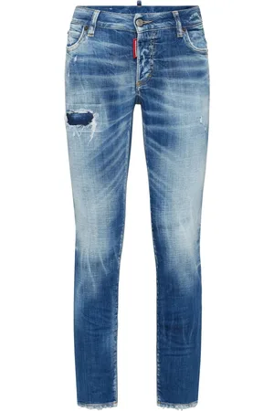 Dsquared2 Jeansy, Kobieta, Niebieski, 2XS, Denim, Indigo Distressed Jeansy