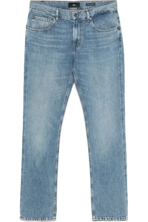 7 for all Mankind Jeansy, Mężczyzna, Niebieski, W31, Niebieskie Klasyczne Jeansyy z Pięcioma Kieszeniami