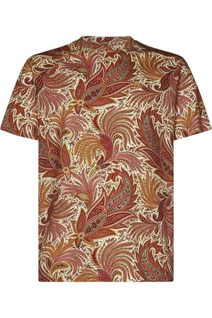 Etro Koszulki, Mężczyzna, Wielobarwność, XL, Pomarańczowy T-shirt z motywem Paisley