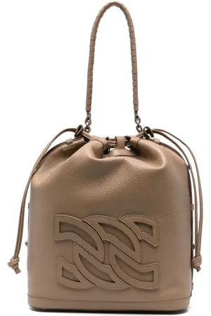 Casadei Torebki, Kobieta, brązowy, ONE SIZE, Skóra, Torebka typu bucket bag w kolorze taupe ze ściągaczem
