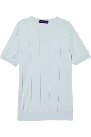 Brooks Brothers Swetry, Mężczyzna, Niebieski, M, Bawełna, Koszulka z Wysokim Skrętem z Bawełny Żebrowanej