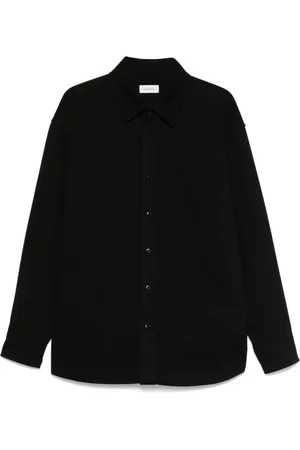 LEMAIRE Koszule, Mężczyzna, Czarny, L, Czarna Koszula z Guzikami Drop Shoulder