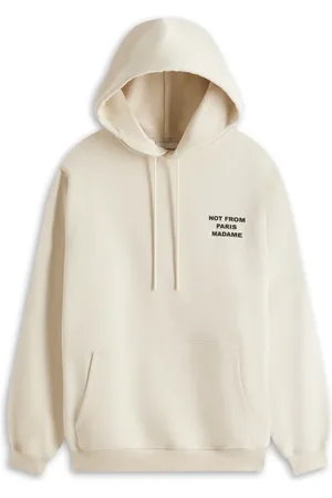 Drôle de Monsieur Bluzy, Mężczyzna, Beżowy, L, Bawełna, Bluza z kapturem Slogan