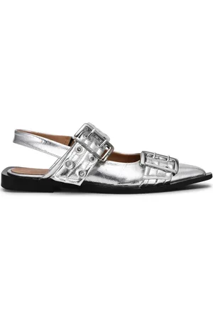 Ganni Buty, Kobieta, Szary, 36 EU, Metaliczny Efekt Buty na Obcasie